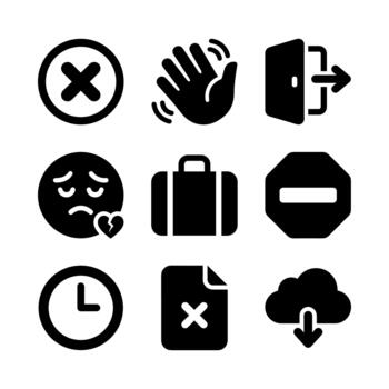 Black and White Silhouette Various Icon Set for Web and Application vector