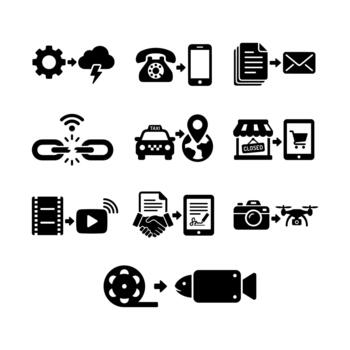 Simple Flat Design Modern Process Connection Workflow Icon Set Illustration vector