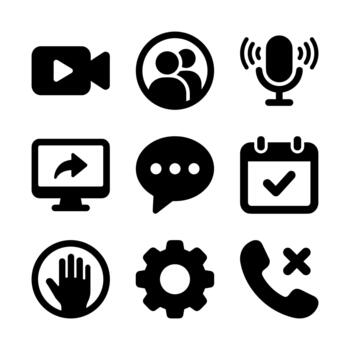 Simple Black Communication Element Shape Icon Set Design for Interface vector