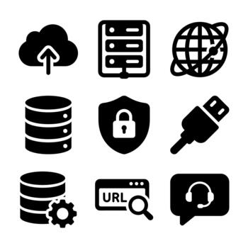 Glyph Style Data and Network System Icon Set for Web and App vector