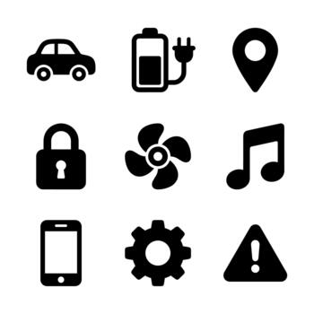 moderno sencillo silueta icono conjunto de varios objetos y símbolos vector