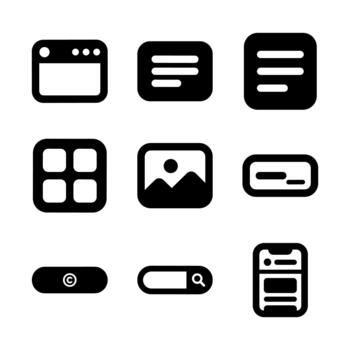 Minimalist Solid Style UI Interface Basic Elements Symbol Glyph Icon Set vector