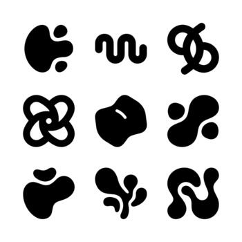 sólido negro resumen forma gota silueta elemento creativo gráfico conjunto vector