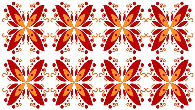 Red Abstract Floral Folk Art Repeating Symmetrical Pattern vector
