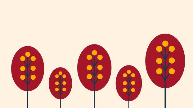 Red Abstract Trees Folk Art Simple Border Design vector