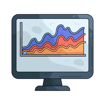 línea grafico en un computadora pantalla ilustración vector