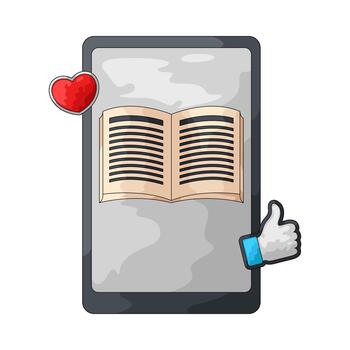 E-Reader with Open Book and Social Media vector