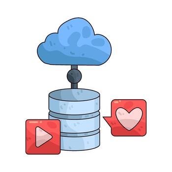 Cloud Database with Play and Heart vector