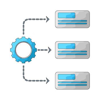 Gear Mechanism Connecting to Data Blocks vector