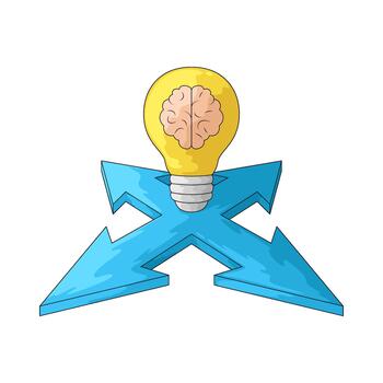 Brainstorming with Lightbulb and Arrows vector