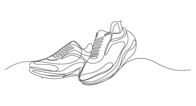 mano dibujado bosquejo de corriendo Zapatos con cordones en un llanura blanco antecedentes vector