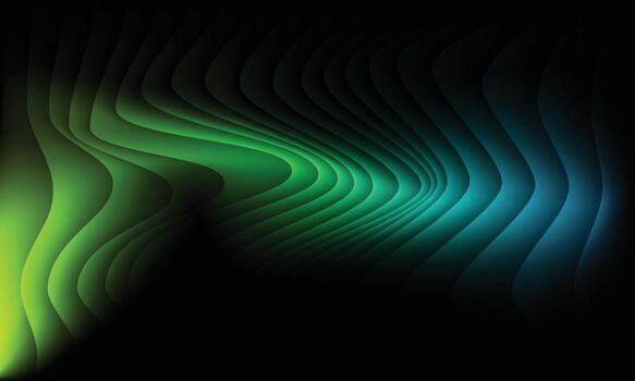 Smooth flowing wave design in green and cyan gradient on dark background vector