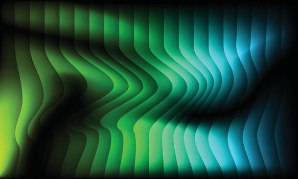 flowing wave design in green and cyan gradient background vector