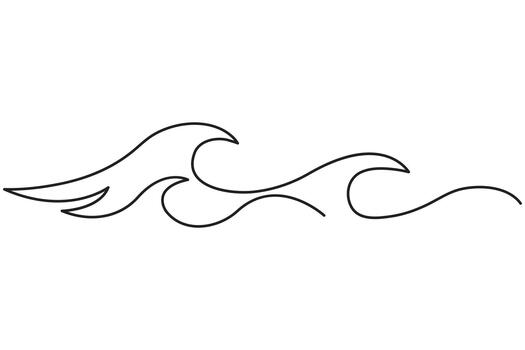 Abstract sea wave continuous line art minimal outline design vector
