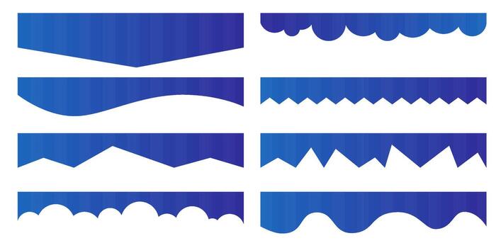 Abstract curve and wave divider elements for website pages, creating a modern header and footer layout with smooth lines for business or app interface design. vector