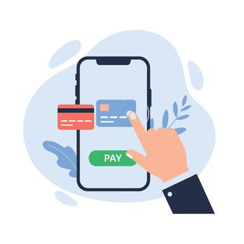 seguro digital pago Procesando vía teléfono inteligente solicitud vector