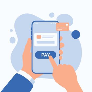 Online Mobile Payment Transaction via Smartphone App using Credit Card vector