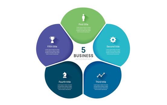 infographic label design and business circle infographic template design 5 steps. Can be used for process diagram, workflow layout, banner, flow chart presentations. vector