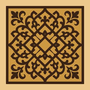 Square Andalusian Architectural Icon Showing Moorish Arch Lattice Tile Stucco And Decorative Patterns vector