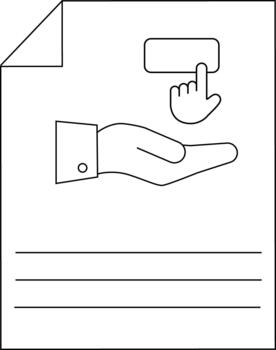 Minimalist line art of hand and cursor on document vector