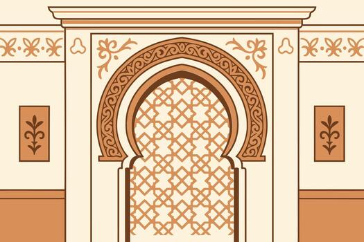 andalusí inspirado islámico geometría con árabe arco patrones demostración elegante ornamental diseño en limpiar mínimo estilo vector