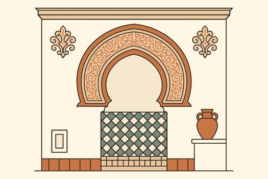 Elegant Andalus Geometric Pattern Inspired By Moorish Architecture With Symmetry Clean Lines And Ornamental Design vector