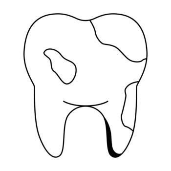 Problematic Decayed Tooth Outline Illustration vector