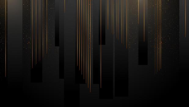 Retro abstract black background with golden lines and dots vector