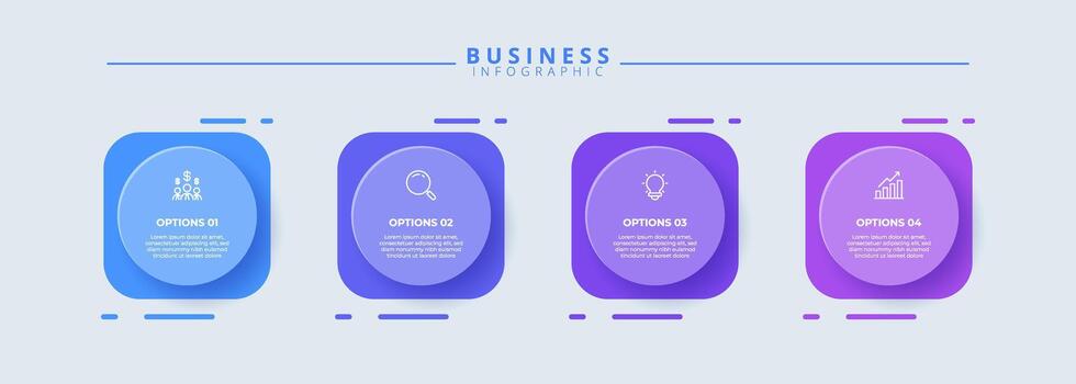 Infographic design with icons and 4 options or steps. Infographics for business concept. Can be used for presentations banner, workflow layout, process diagram flow chart, info graph vector