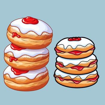 apilar de rosquillas con en polvo azúcar Formación de hielo vector