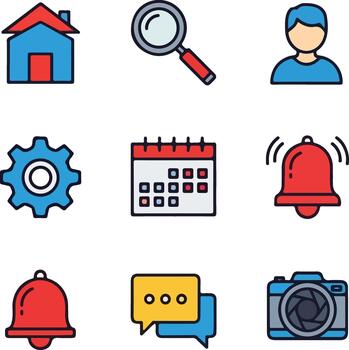 Modern Flat UI nterface Icon Set vector