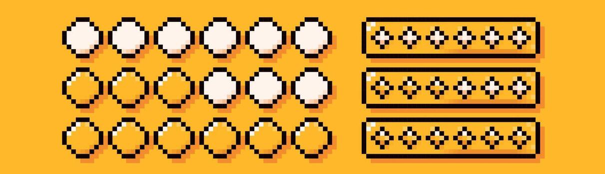 Two different game bars. Pixel art simple style. vector