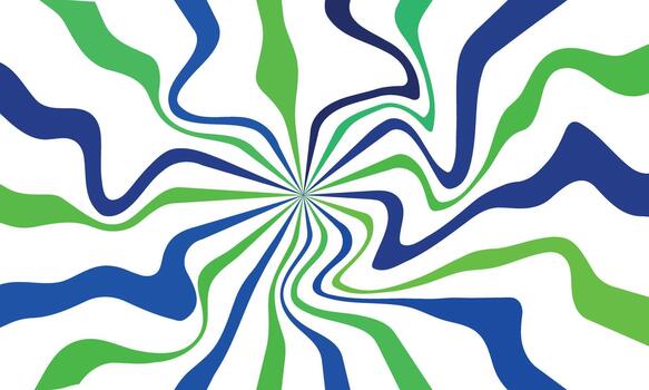 vibrante resumen psicodélico azul y verde ondulado radial modelo diseño en un crujiente blanco antecedentes creando un dinámica óptico espejismo vector