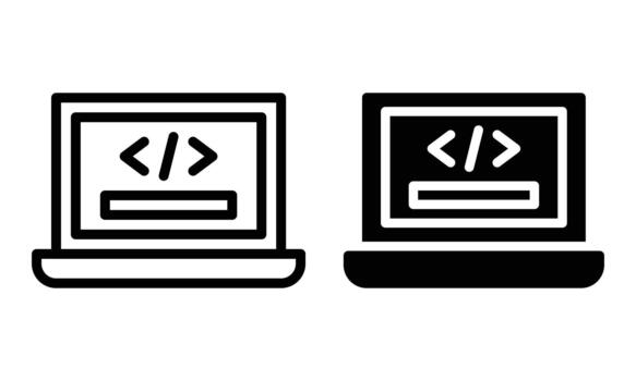 hackear icono con contorno y glifo estilo vector