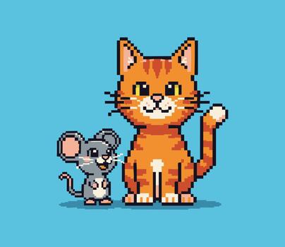 8 poco gato y ratón caracteres vector