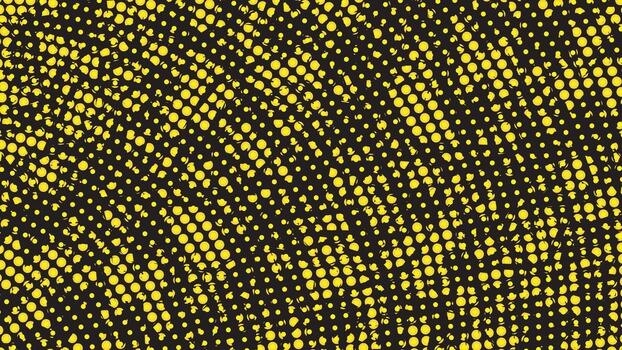 resumen trama de semitonos punto ola modelo con amarillo circular formas en negro sin costura diseño para moderno de moda antecedentes y gráfico diseño vector