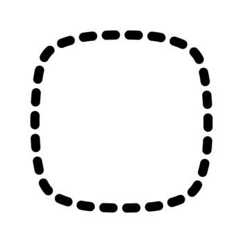 rayado Ardilla o cuadrado con redondeado fronteras sencillo geométrico forma con cosido línea aislado en blanco antecedentes. cortar aquí pictograma. gráfico ilustración vector