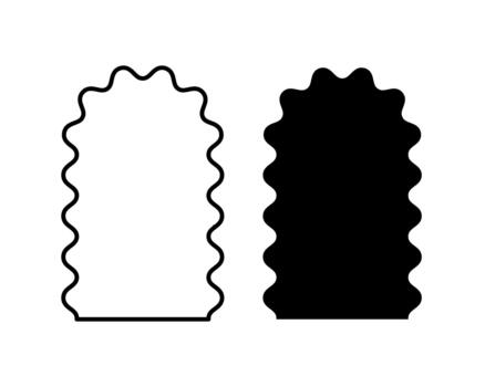 Arch frame and shape with scalloped borders. Curvy archways with frilly edges. Windows or mirrors, portals or gates, empty boxes or tags isolated on white background. graphic illustration vector