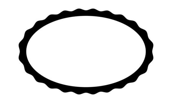 Oval frame with curvy borders. Elliptic shape with undulated edges. Box, tag, label or speech bubble template isolated on white background. Picture or mirror vignette. graphic illustration vector