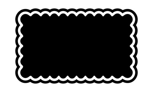 Rectangle shape with wavy edges. Rectangular form with frilly borders. Empty box, banner, tag or label isolated on white background. graphic illustration vector