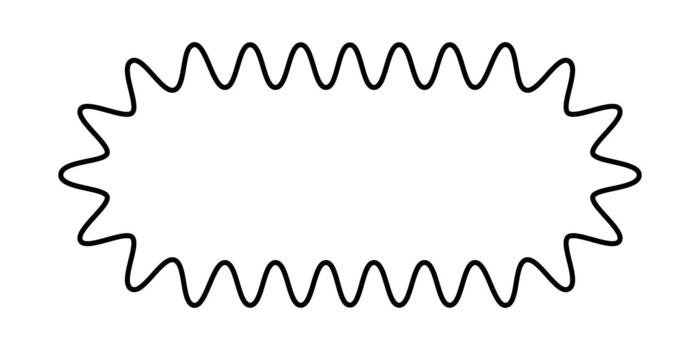 Oval rectangle with wavy edges. Rectangular shape with curvy borders. Empty text box, speech bubble, tag or label template. graphic illustration vector