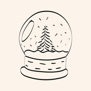 Snow globe depicting pine trees with snow and a simple base design, representing winter charm and holiday spirit vector