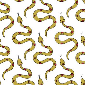 Pattern design featuring snakes with stars on a light background suitable for various creative projects vector