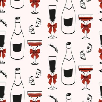 decorativo modelo presentando bebidas y festivo elementos adecuado para celebracion decoraciones vector