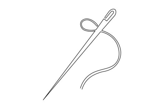 Needle thread icon continuous one line drawing minimalist style isolate vector