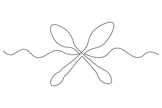 Simple outline illustration of a tableware spoon continuous single line vector