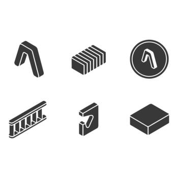 isométrica íconos de varios objetos y símbolos en un neutral antecedentes vector