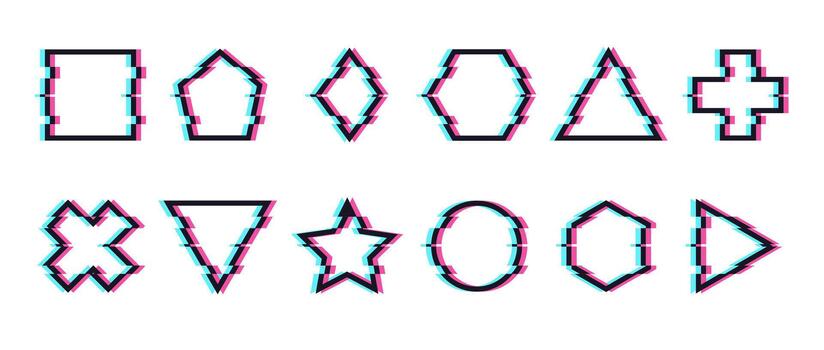 falla efecto formas colocar. colección de geométrico formas con falla efecto. falla de ruido formas vector