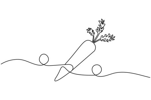 Abstract single line art of a carrot with swirling lines on white vector