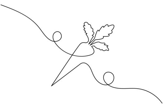 soltero línea ilustración de un Zanahoria con segmentario raíz en blanco vector